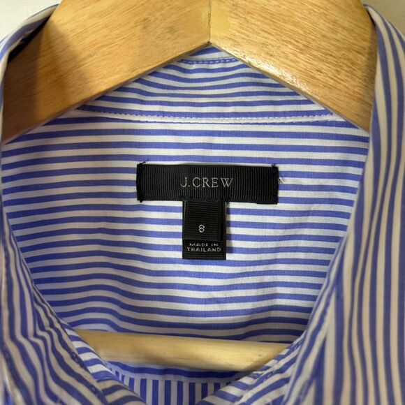 J. Crew Blue White Striped Cotton Poplin Hidden Button Signature Fit Shirt Sz 8 - Picture 5 of 15